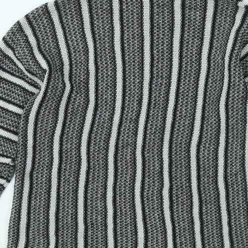 Topshop Womens Black Mock Neck Striped Polyester Pullover Jumper Size 10