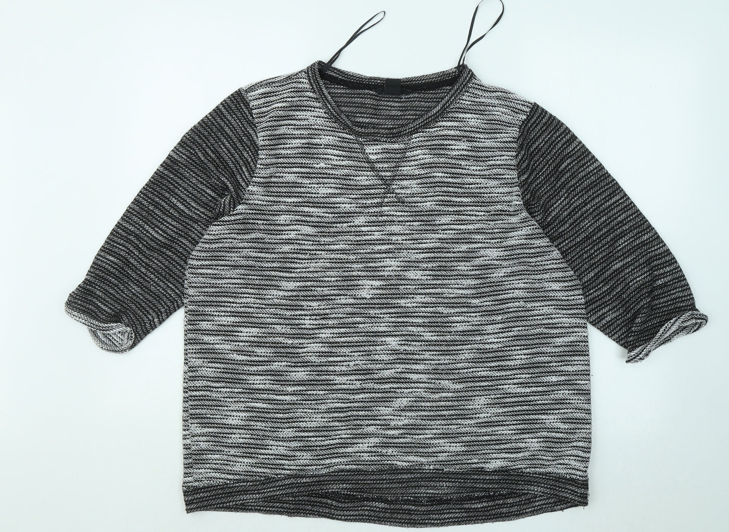 H&M Womens Grey Round Neck Geometric Polyester Pullover Jumper Size L