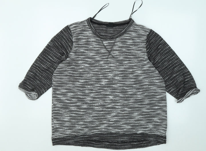 H&M Womens Grey Round Neck Geometric Polyester Pullover Jumper Size L