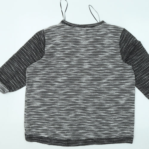 H&M Womens Grey Round Neck Geometric Polyester Pullover Jumper Size L