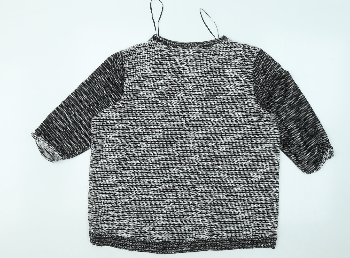H&M Womens Grey Round Neck Geometric Polyester Pullover Jumper Size L