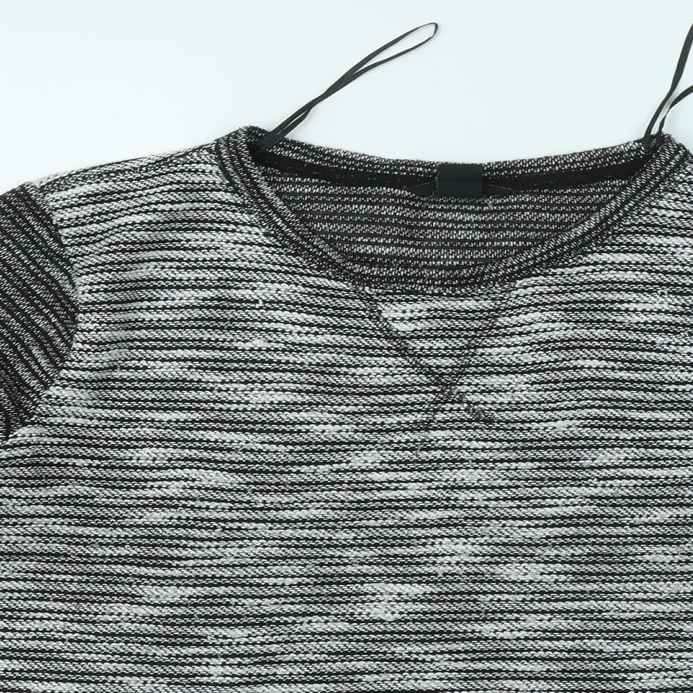H&M Womens Grey Round Neck Geometric Polyester Pullover Jumper Size L