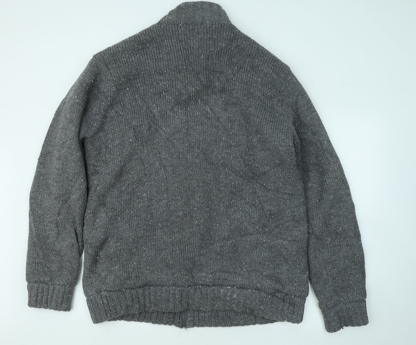 Livergy Mens Grey Mock Neck Acrylic Full Zip Jumper Size XL