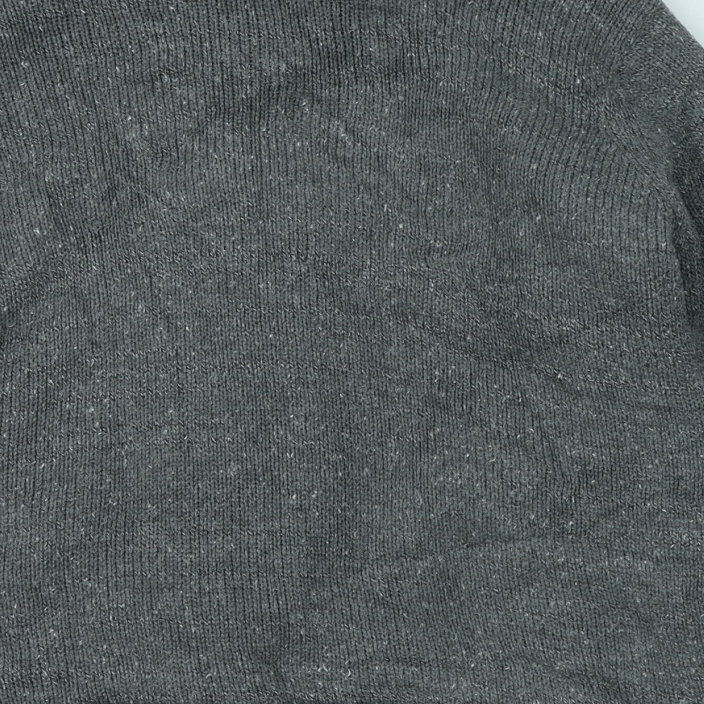 Livergy Mens Grey Mock Neck Acrylic Full Zip Jumper Size XL
