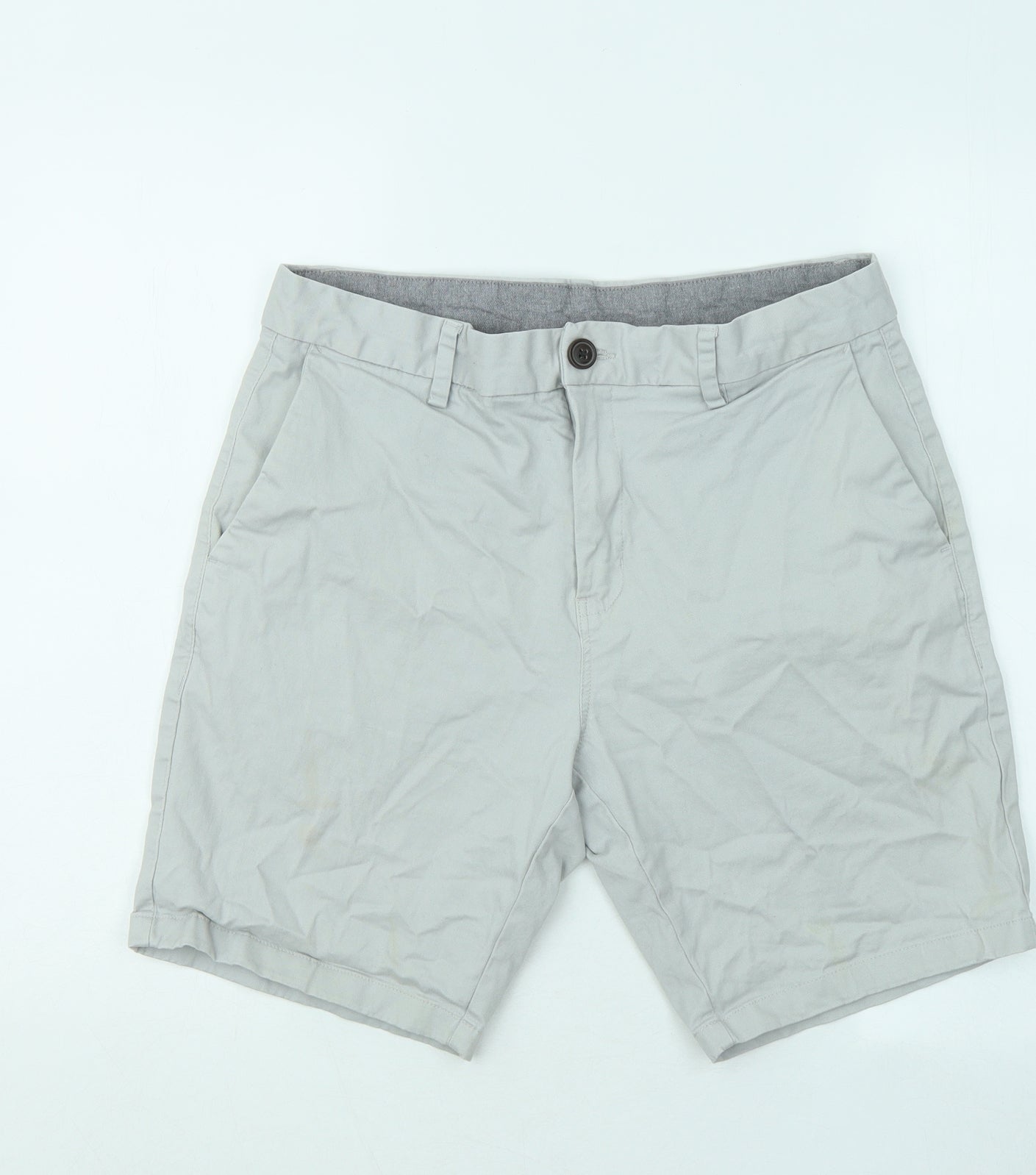 NEXT Mens Grey Cotton Chino Shorts Size 32 in Regular Zip
