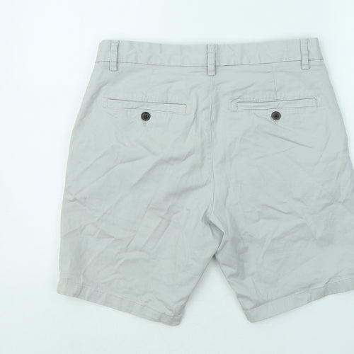 NEXT Mens Grey Cotton Chino Shorts Size 32 in Regular Zip