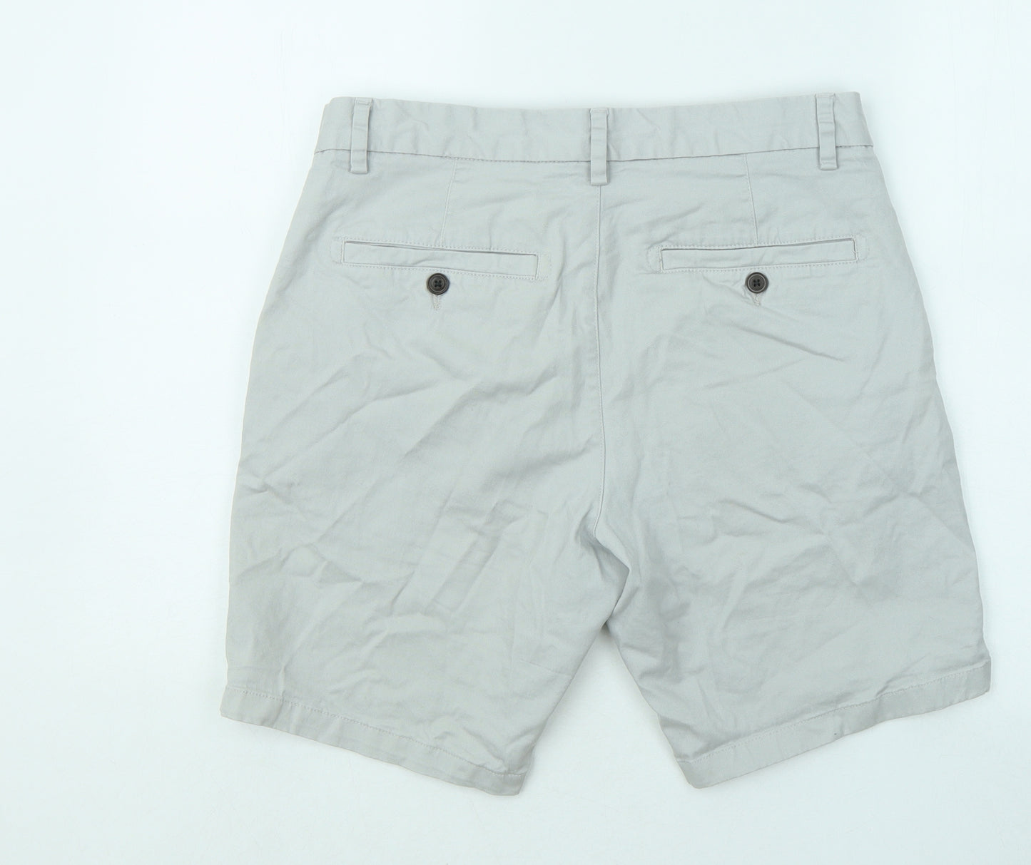 NEXT Mens Grey Cotton Chino Shorts Size 32 in Regular Zip