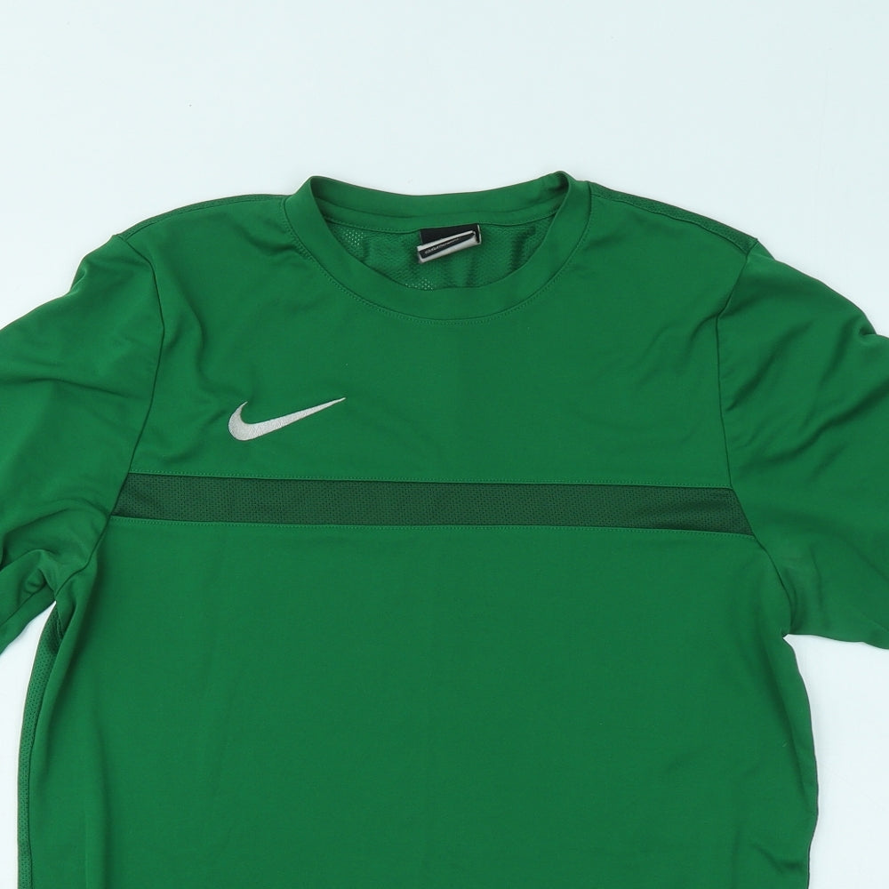Nike Mens Green Polyester Basic T-Shirt Size M Round Neck Pullover