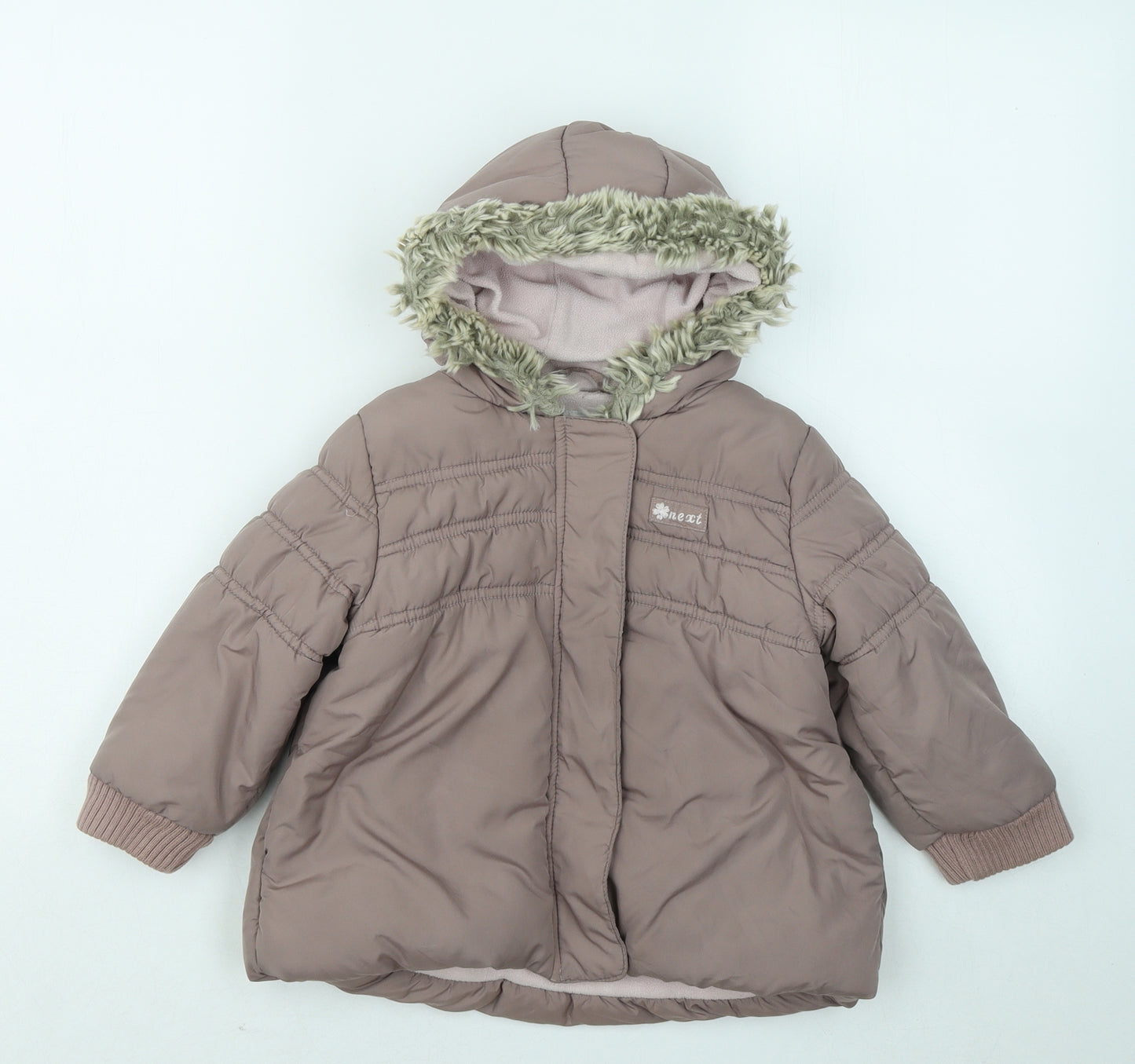 NEXT Girls Brown Puffer Jacket Coat Size 2-3 Years Zip