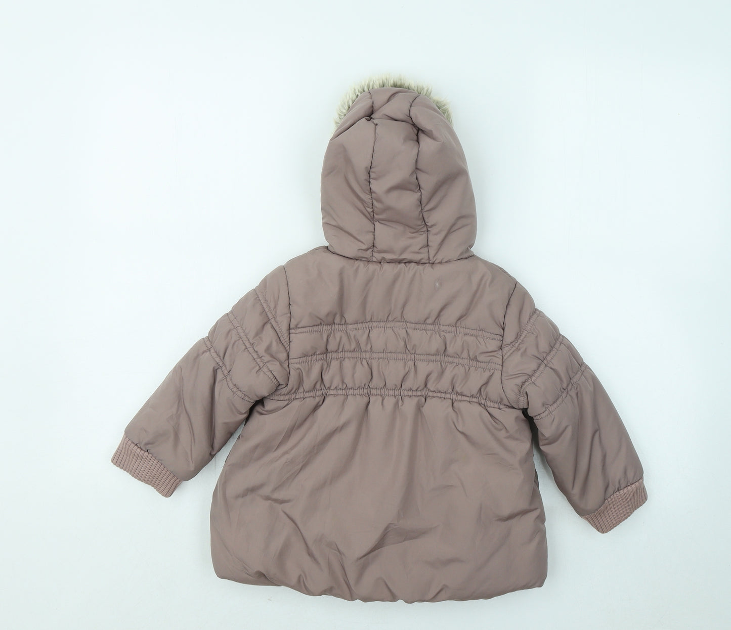 NEXT Girls Brown Puffer Jacket Coat Size 2-3 Years Zip