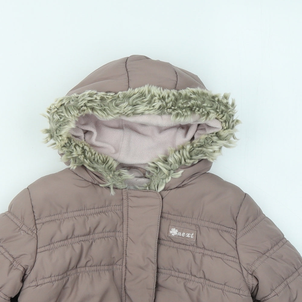 NEXT Girls Brown Puffer Jacket Coat Size 2-3 Years Zip