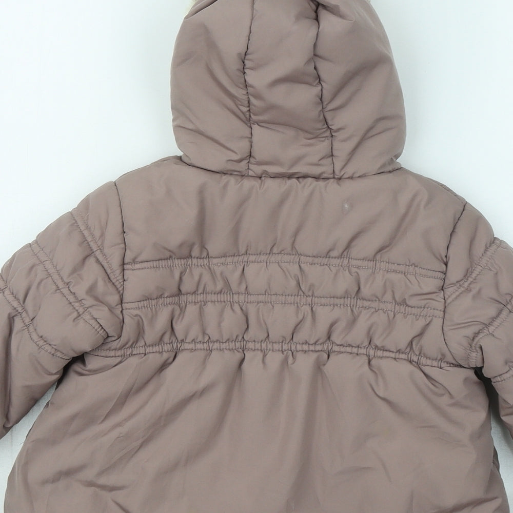NEXT Girls Brown Puffer Jacket Coat Size 2-3 Years Zip