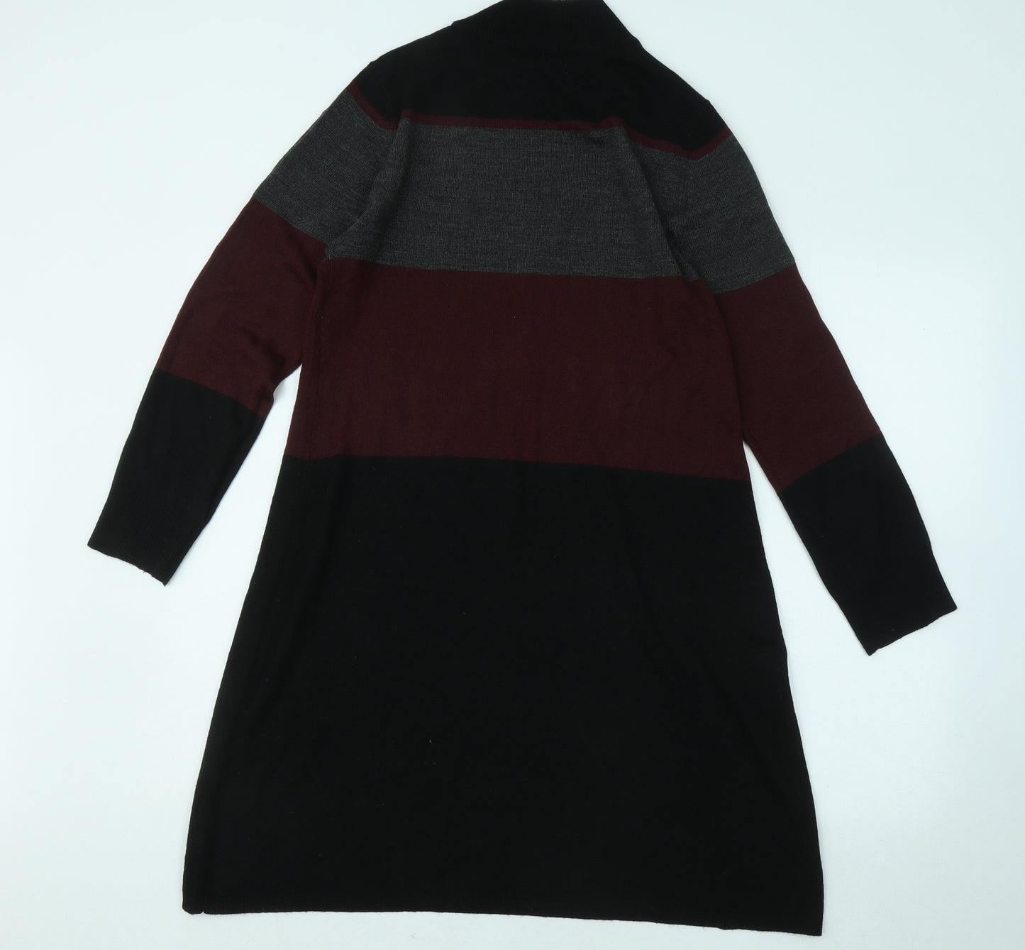Peacocks Womens Multicoloured Colourblock Acrylic Jumper Dress Size 12 Mock Neck Pullover