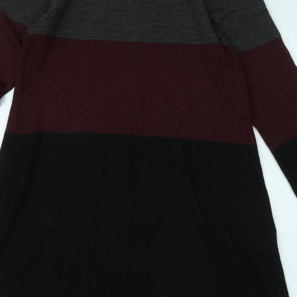 Peacocks Womens Multicoloured Colourblock Acrylic Jumper Dress Size 12 Mock Neck Pullover