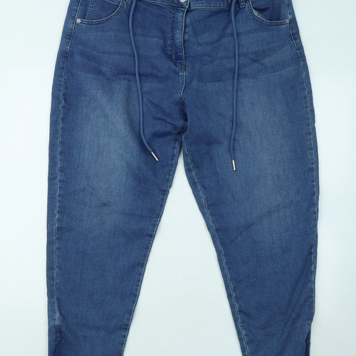NEXT Womens Blue Cotton Jogger Trousers Size 18 L28 in Regular Zip