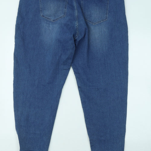 NEXT Womens Blue Cotton Jogger Trousers Size 18 L28 in Regular Zip