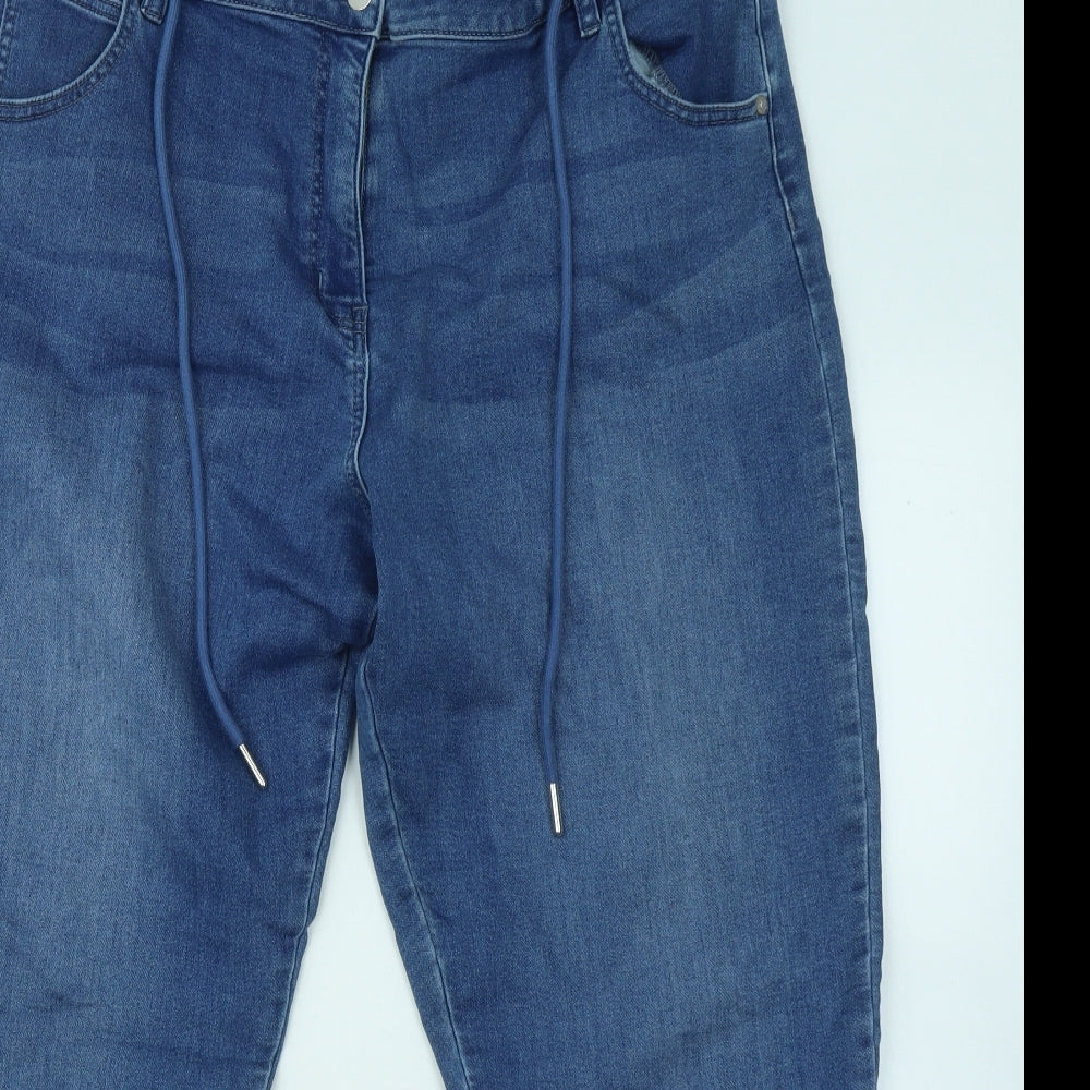 NEXT Womens Blue Cotton Jogger Trousers Size 18 L28 in Regular Zip