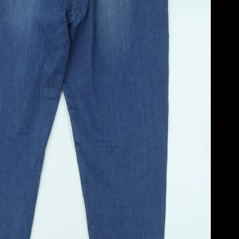 NEXT Womens Blue Cotton Jogger Trousers Size 18 L28 in Regular Zip