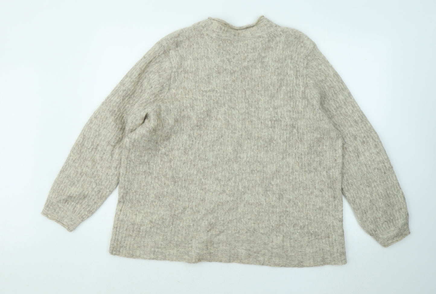 Coastline Womens Beige Round Neck Acrylic Pullover Jumper Size XL