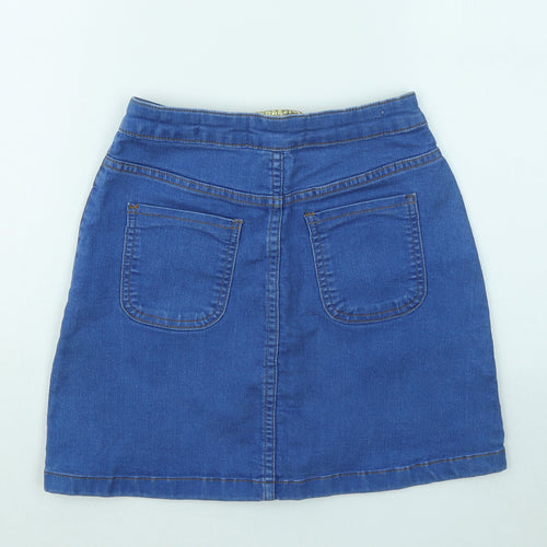 PARISIAN SIGNATURE Womens Blue Cotton A-Line Skirt Size 6 Button