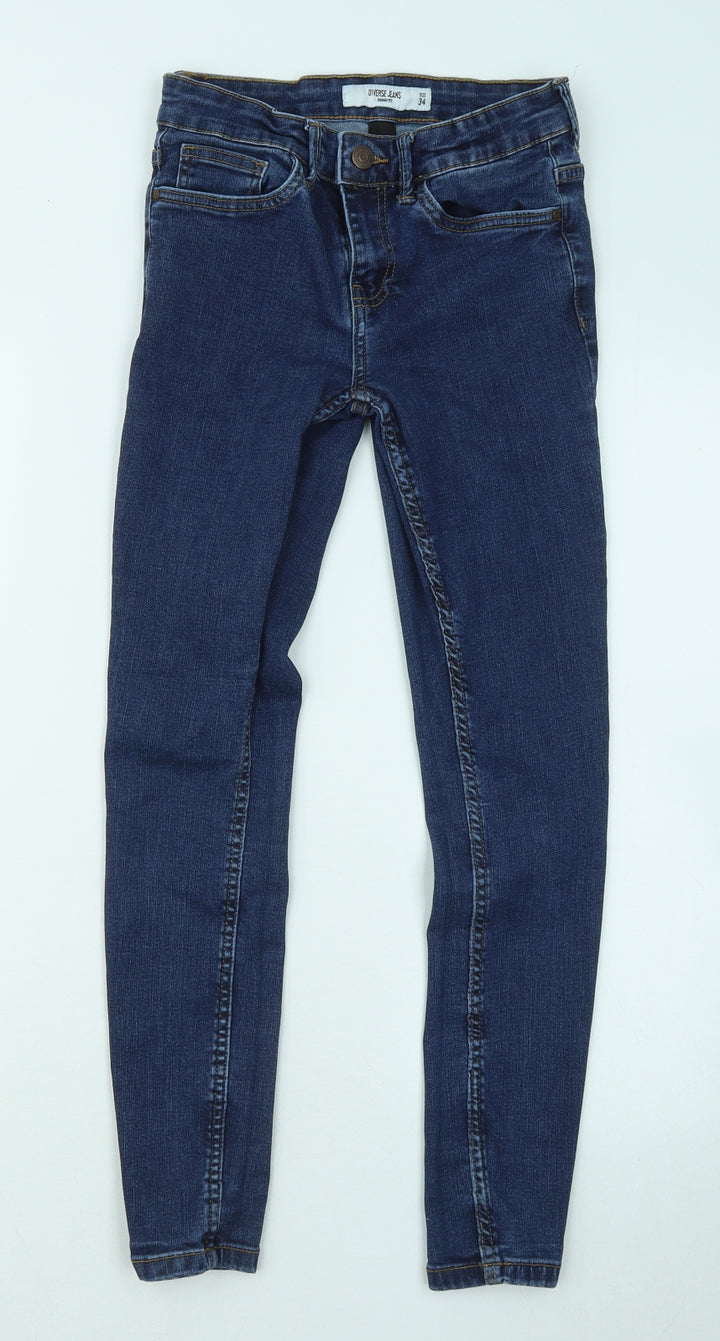 Diverse Womens Blue Cotton Skinny Jeans Size 6 L26 in Regular Zip