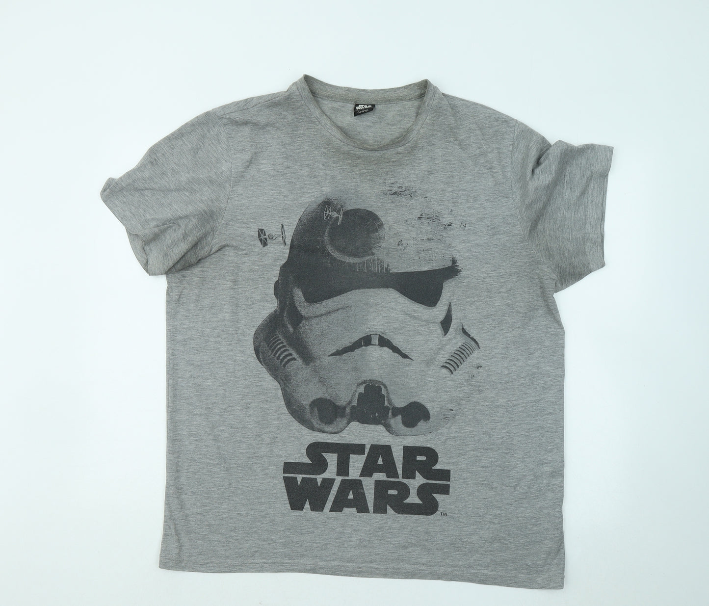 George Mens Grey Cotton T-Shirt Size XL Round Neck - Star Wars