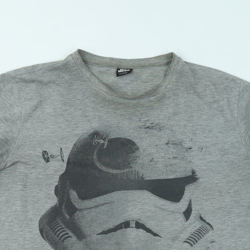George Mens Grey Cotton T-Shirt Size XL Round Neck - Star Wars