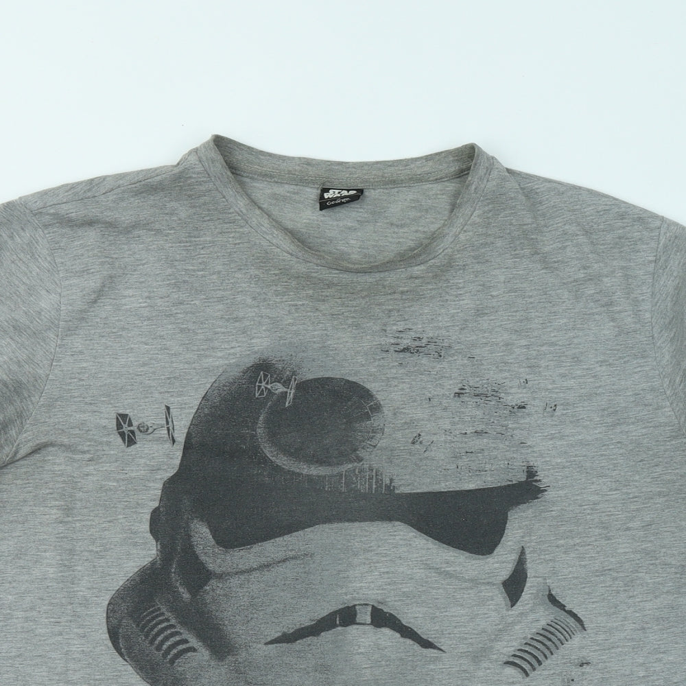 George Mens Grey Cotton T-Shirt Size XL Round Neck - Star Wars