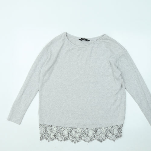 F&F Womens Grey Round Neck Viscose Pullover Jumper Size 8