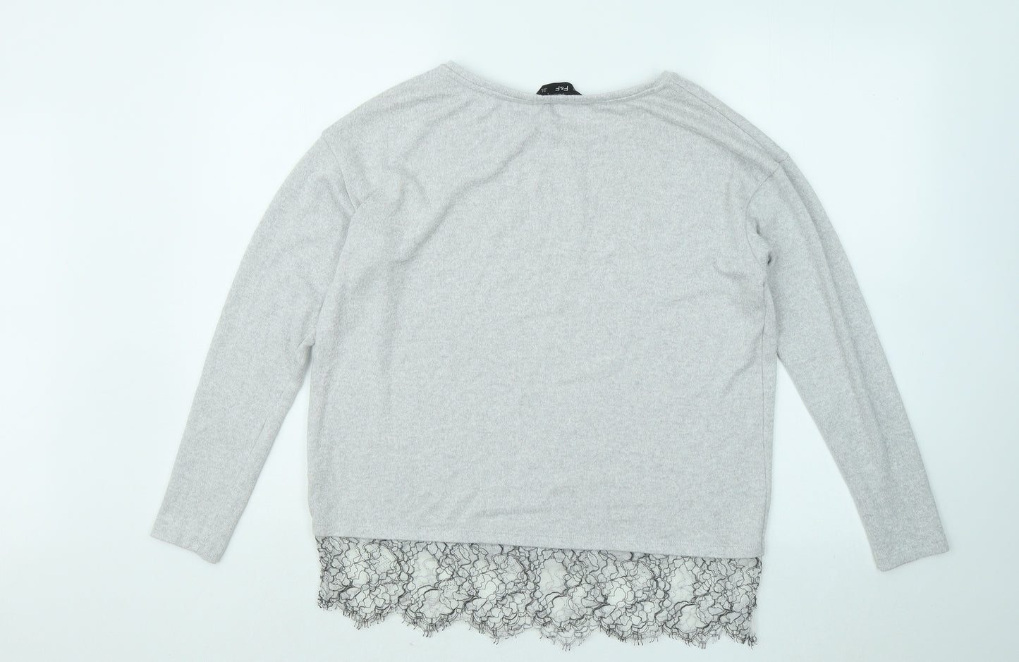 F&F Womens Grey Round Neck Viscose Pullover Jumper Size 8