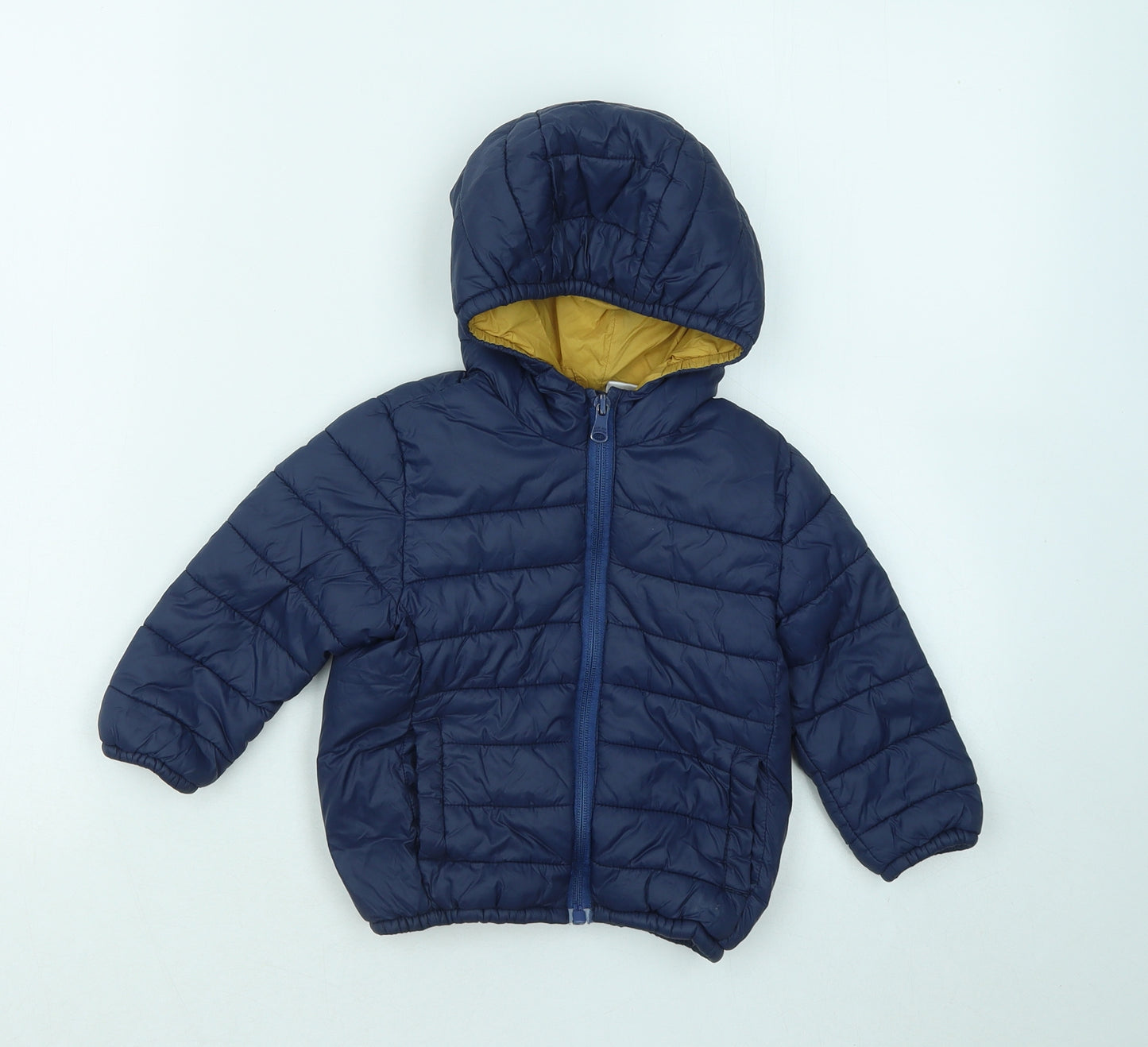 Zara Boys Blue Puffer Jacket Coat Size 12-18 Months Zip