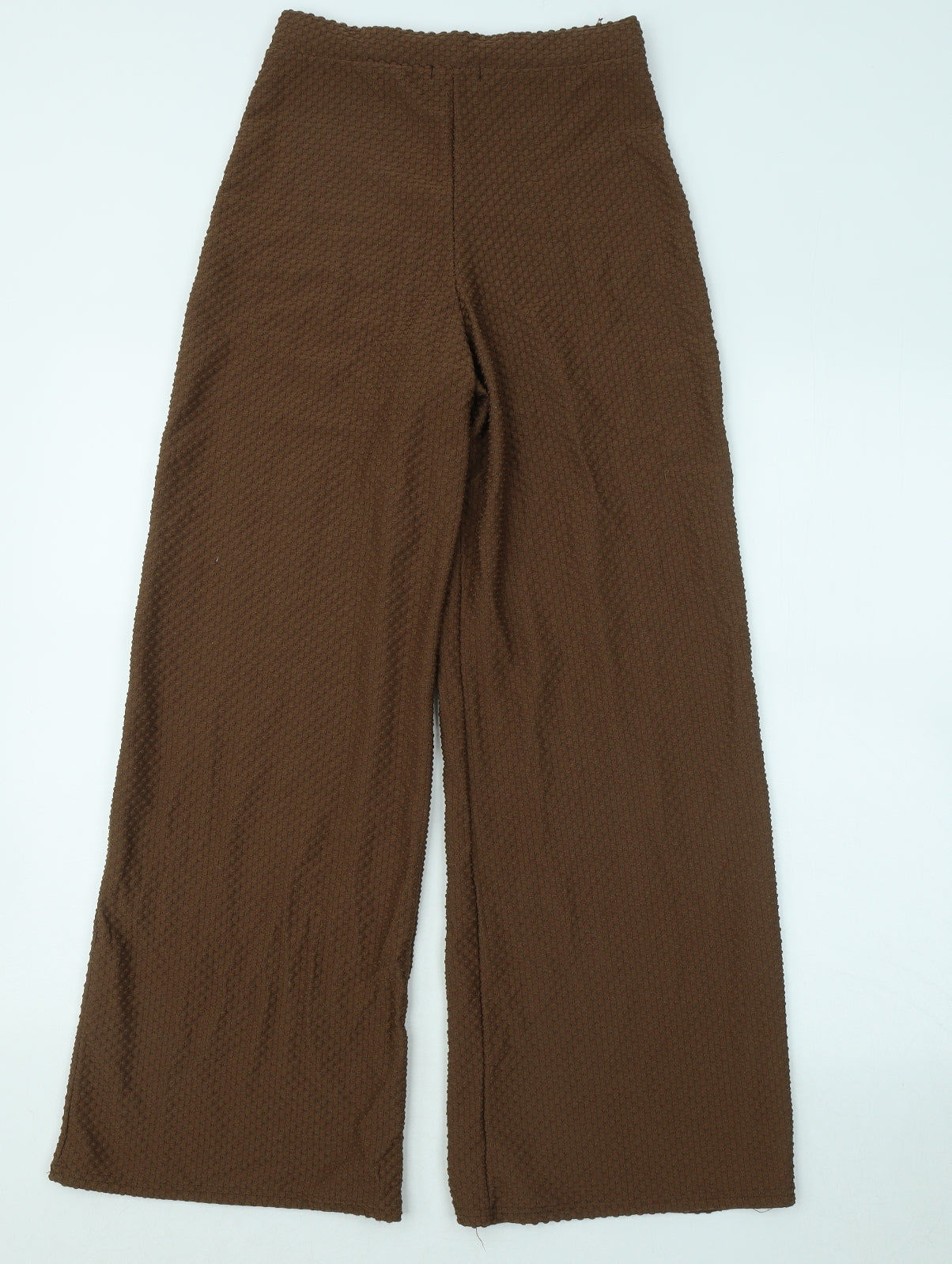 PRETTYLITTLETHING Womens Brown Geometric Cotton Trousers Size 8 L27 in Regular