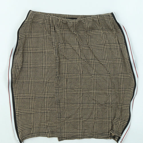 PRETTYLITTLETHING Womens Gold Geometric Viscose Mini Skirt Size 6