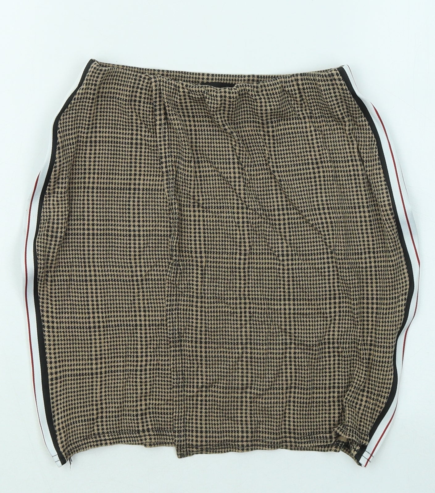 PRETTYLITTLETHING Womens Gold Geometric Viscose Mini Skirt Size 6