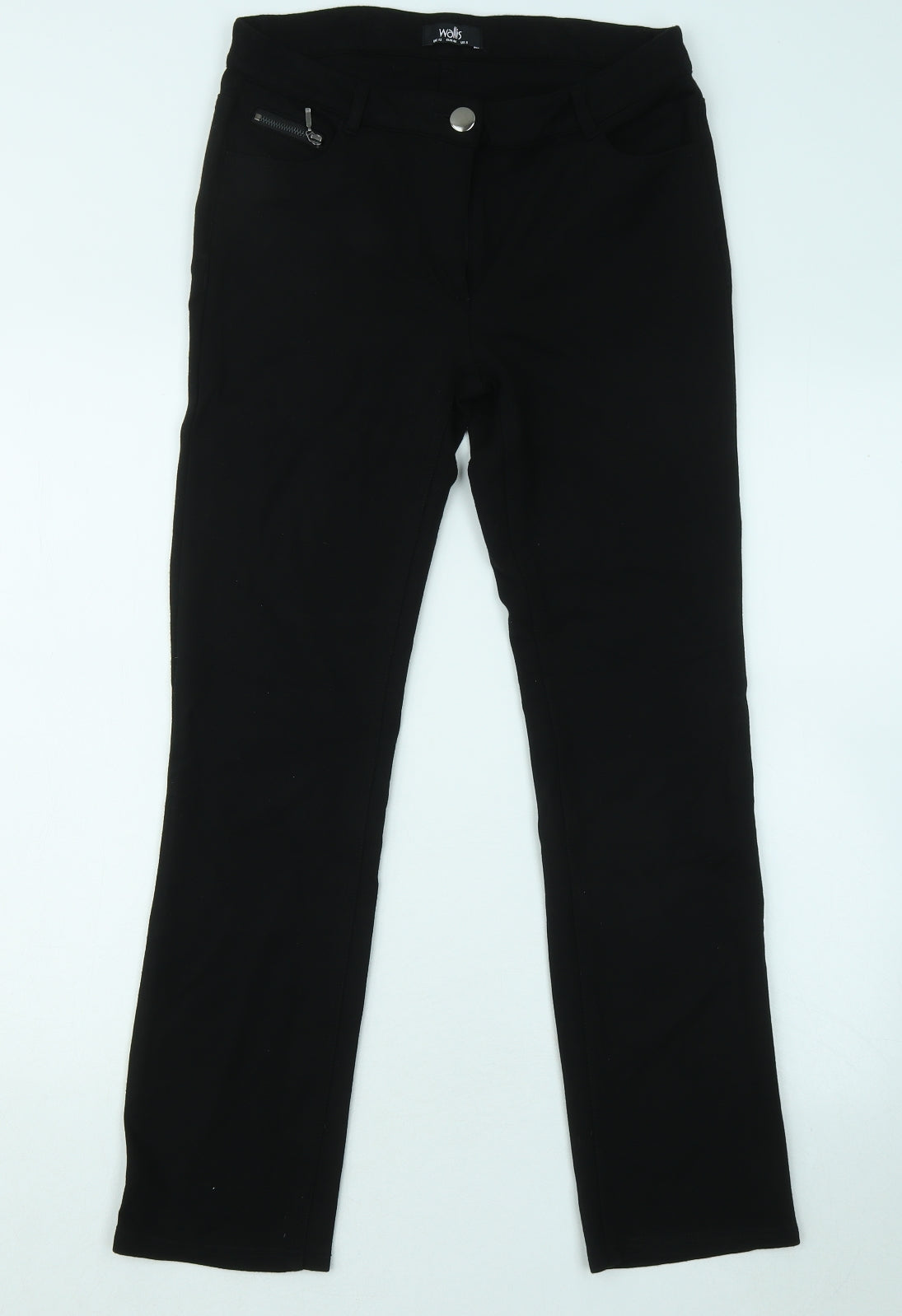 Wallis Womens Black Cotton Jegging Trousers Size 12 L26 in Regular Zip