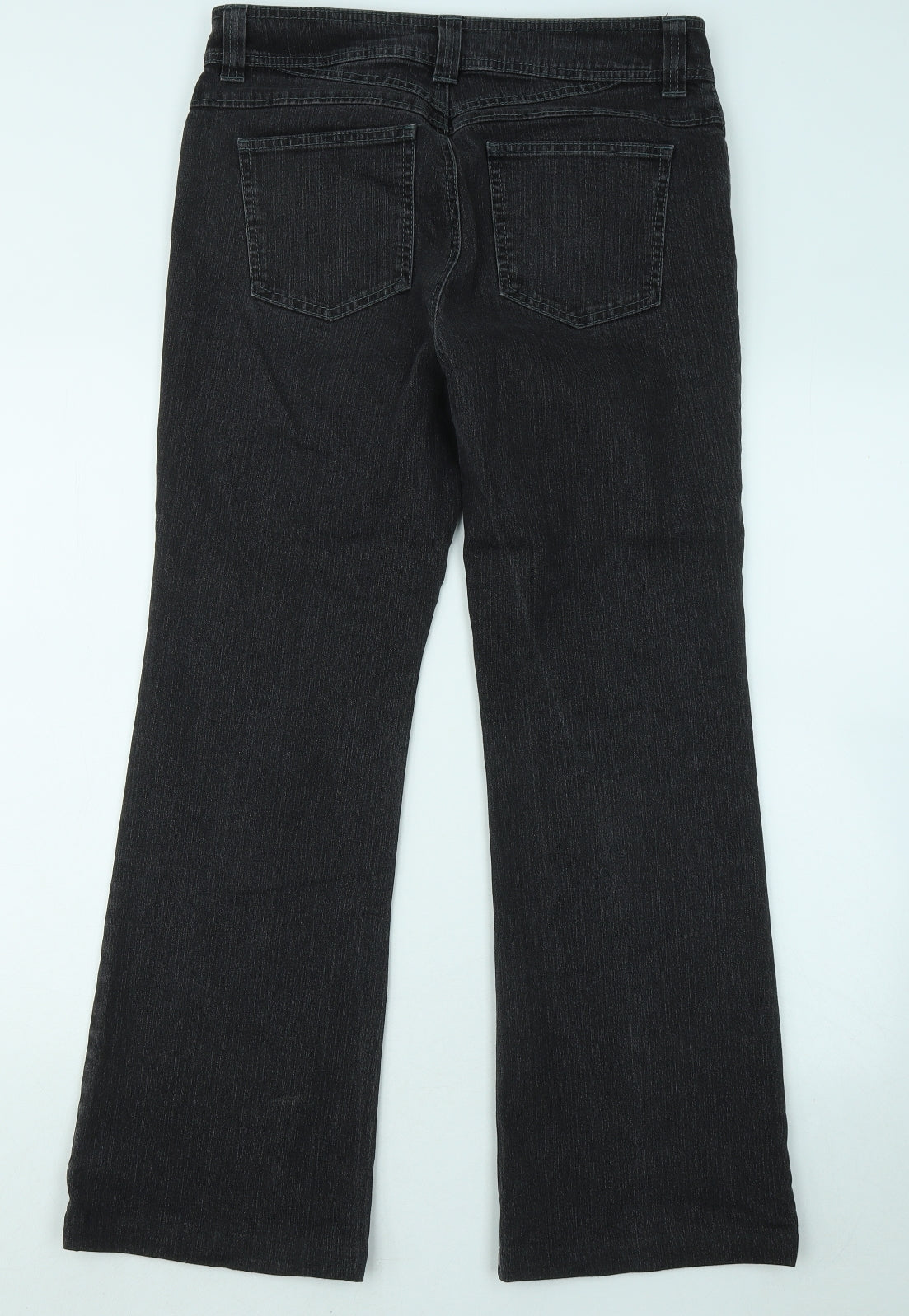 Marks and Spencer Womens Grey Cotton Bootcut Jeans Size 12 L28 in Regular Zip