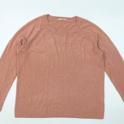 TU Womens Orange Round Neck Acrylic Pullover Jumper Size 20