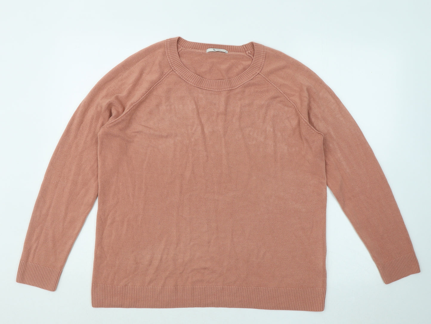 TU Womens Orange Round Neck Acrylic Pullover Jumper Size 20