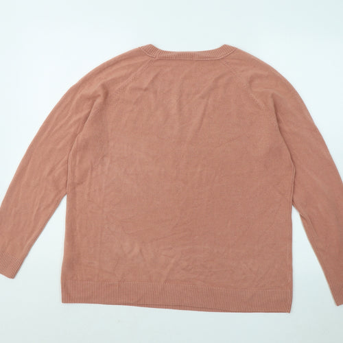 TU Womens Orange Round Neck Acrylic Pullover Jumper Size 20