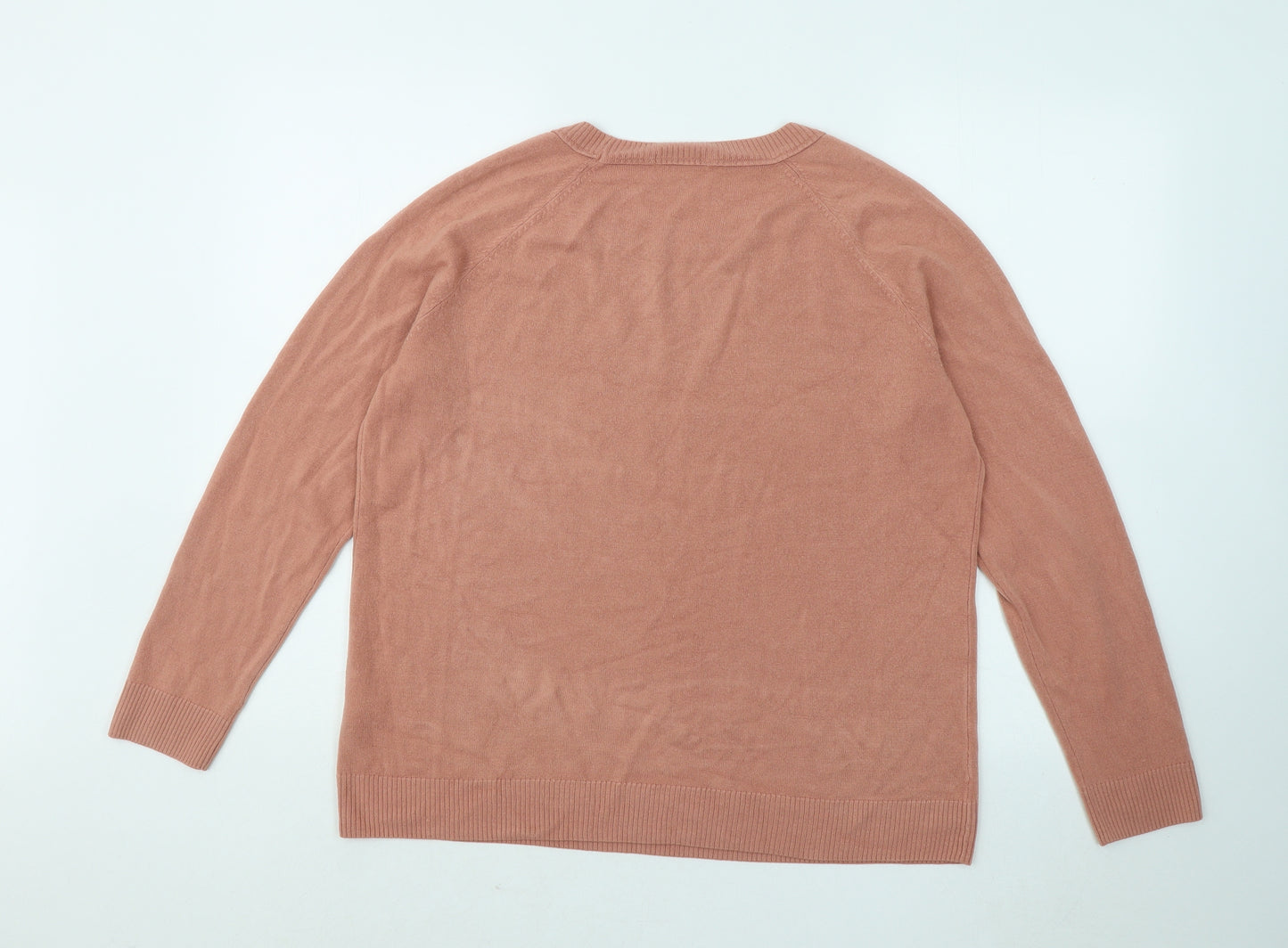 TU Womens Orange Round Neck Acrylic Pullover Jumper Size 20