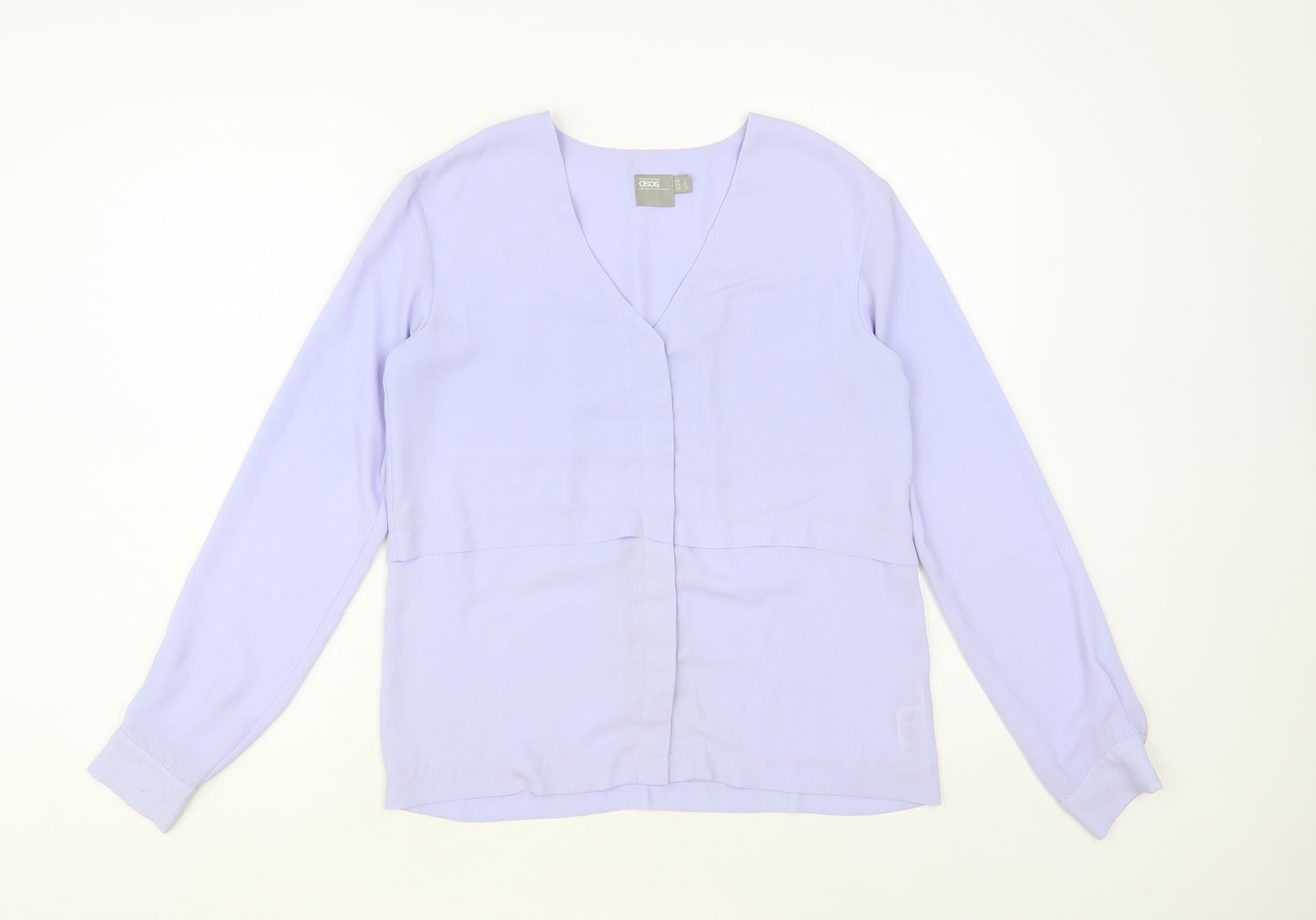 ASOS Womens Blue Polyester Basic Button-Up Size 4 V-Neck