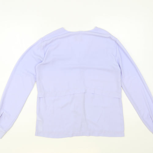 ASOS Womens Blue Polyester Basic Button-Up Size 4 V-Neck