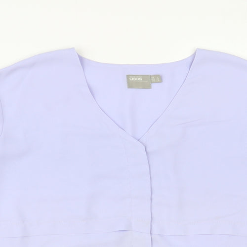 ASOS Womens Blue Polyester Basic Button-Up Size 4 V-Neck