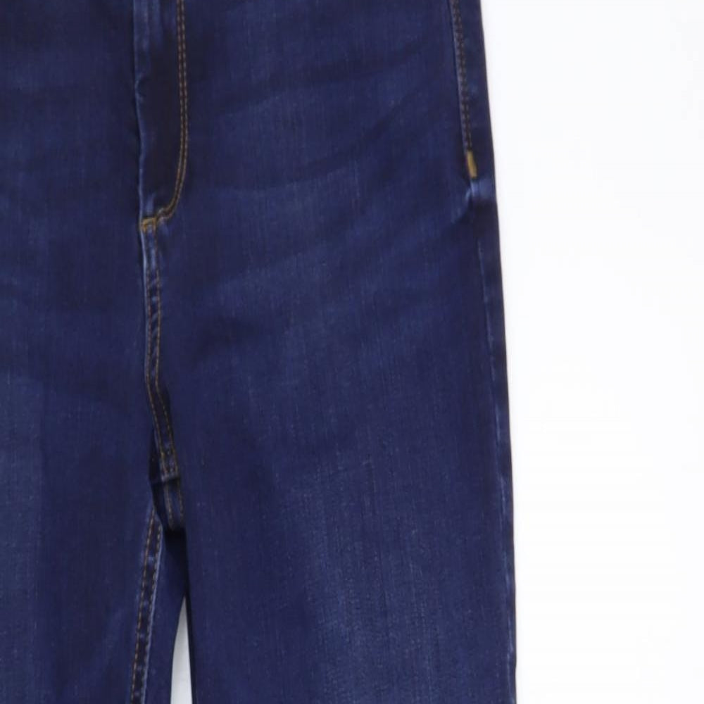 Marks and Spencer Womens Blue Cotton Bootcut Jeans Size 12 L29 in Regular Button