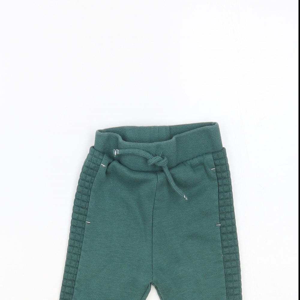 Primark Baby Green Cotton Jogger Trousers Size 12-18 Months Drawstring