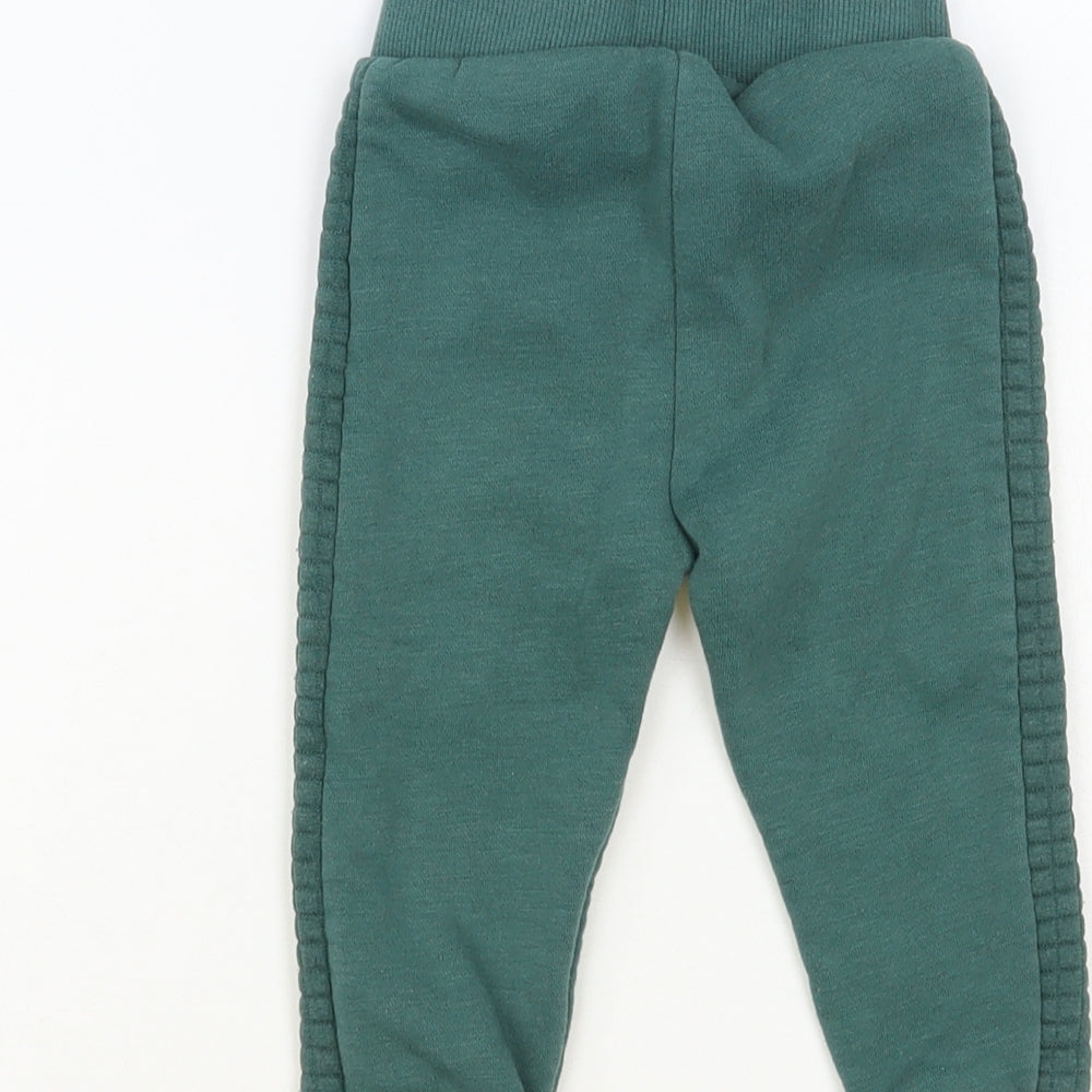Primark Baby Green Cotton Jogger Trousers Size 12-18 Months Drawstring