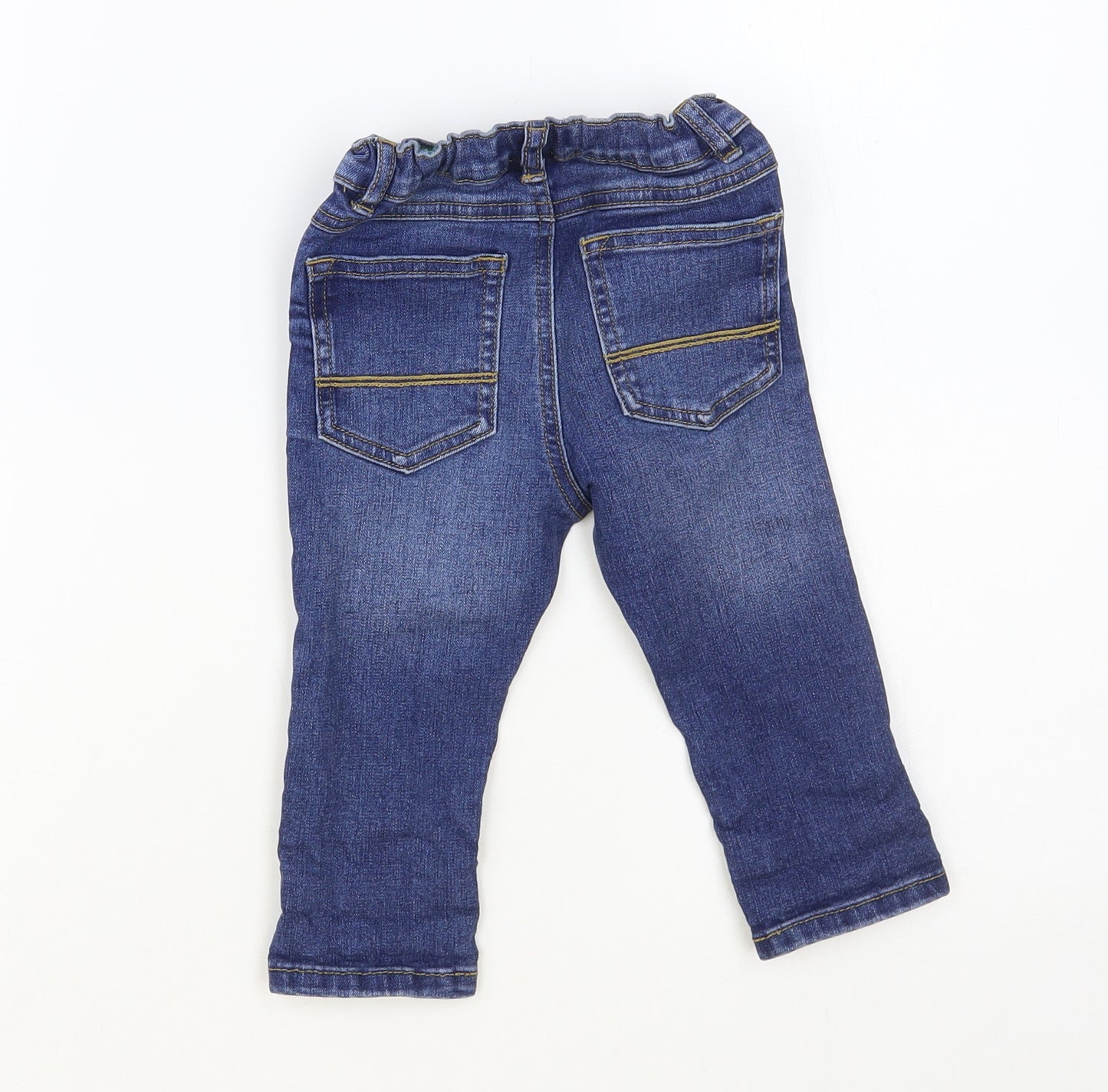 NEXT Baby Blue Cotton Jogger Jeans Size 9-12 Months Button