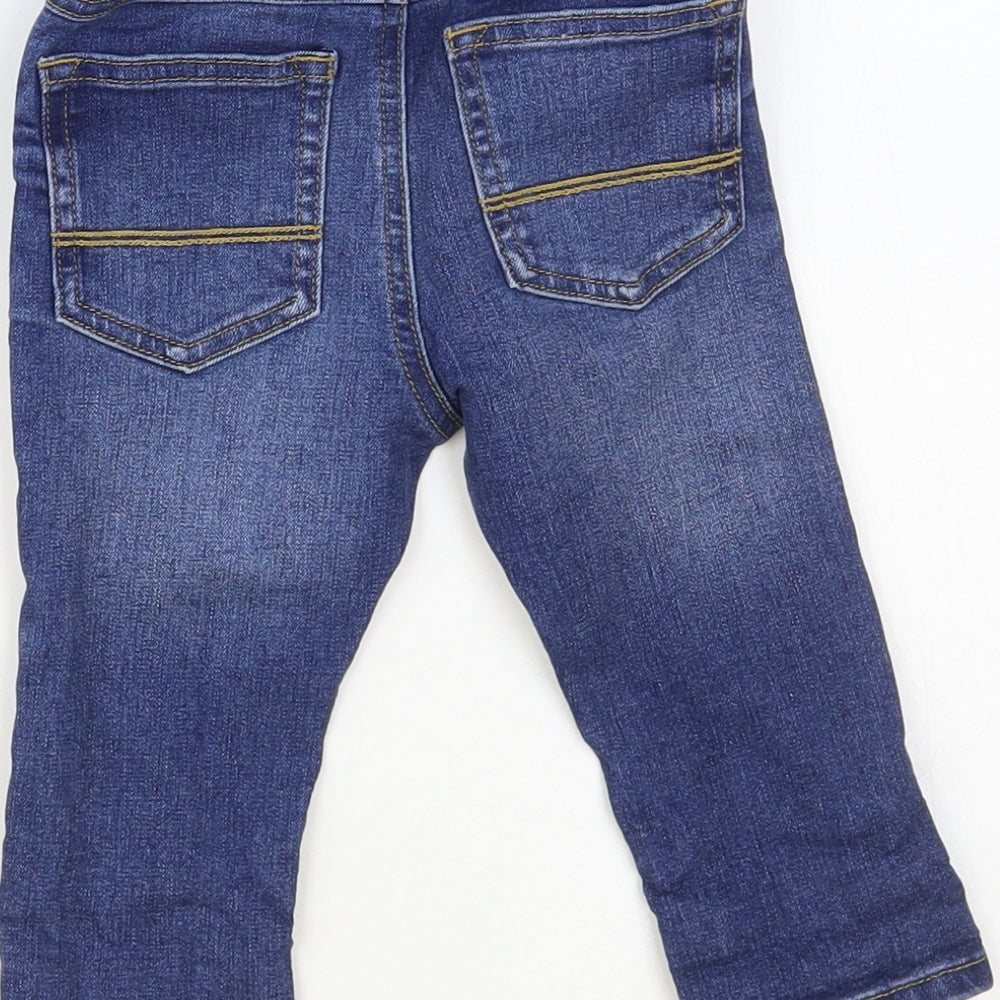 NEXT Baby Blue Cotton Jogger Jeans Size 9-12 Months Button