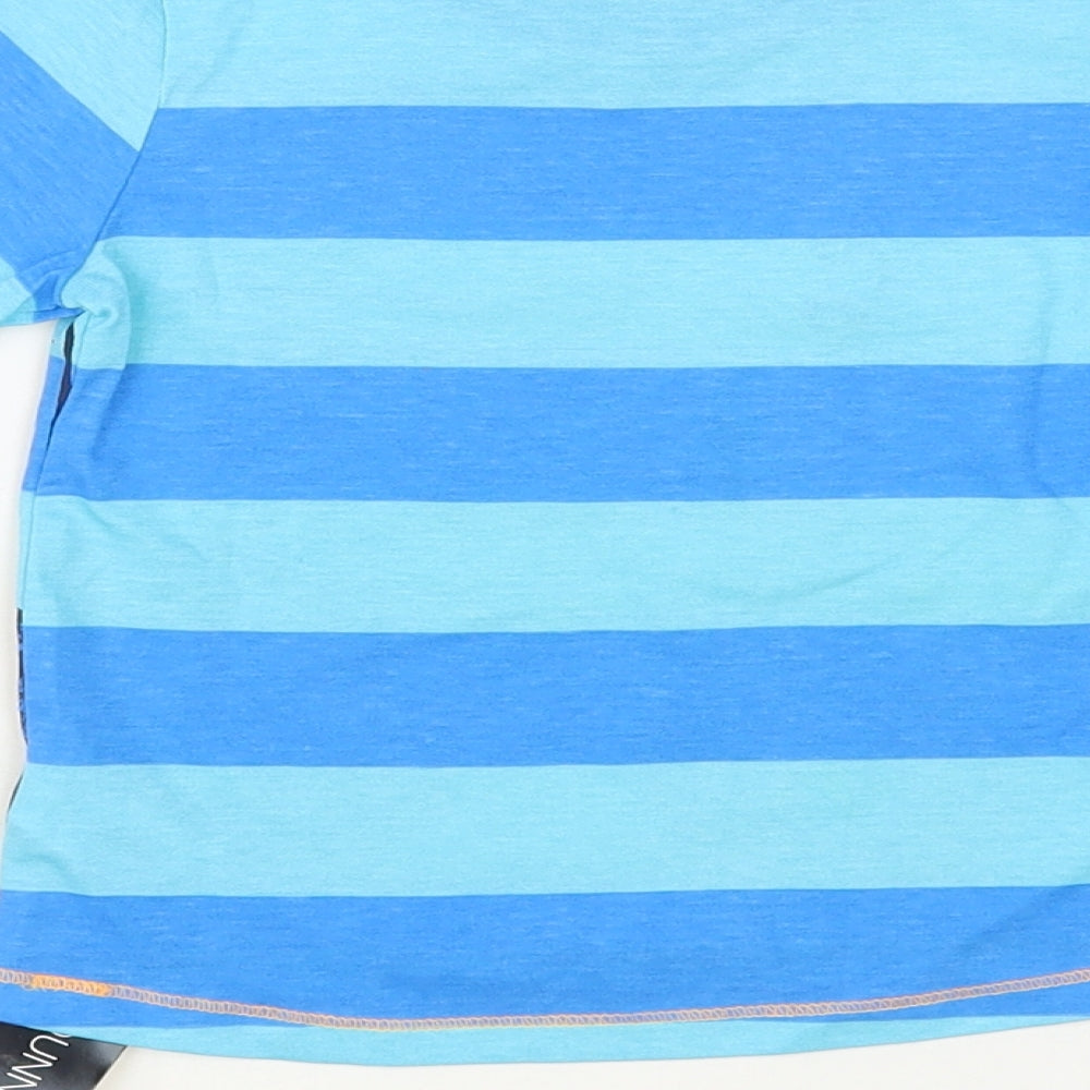 Dunnes Stores Baby Blue Striped Cotton Pullover T-Shirt Size 9-12 Months Crew Neck Pullover - Tractor