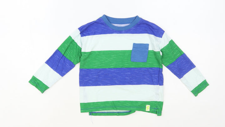Leigh Baby Multicoloured Striped Cotton Pullover T-Shirt Size 18-24 Months Crew Neck Pullover